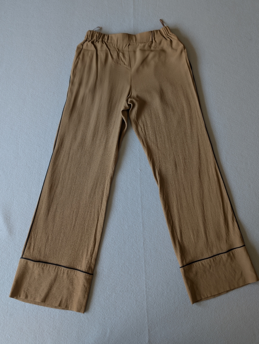 Iceberg Gilmar Silk Blend Made In Italy Wide Leg Crop Trousers Neutral Contrast - Picture 1 of 12